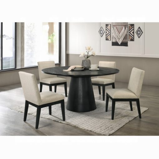 Acme Froja Beige Fabric & Black Side Chair - Set of 2
