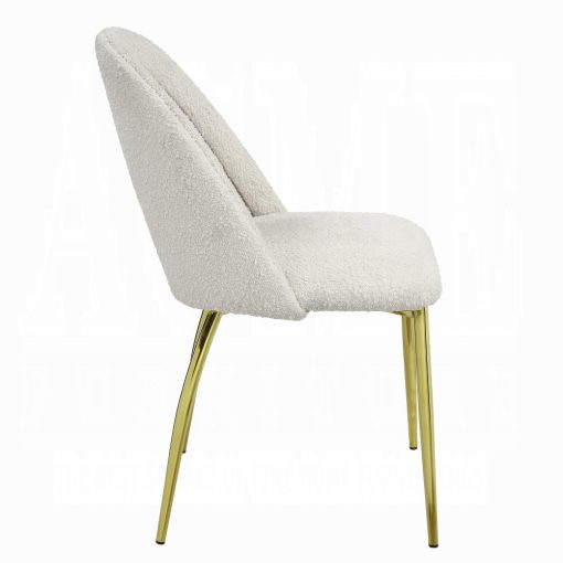 Acme Fadri Teddy Sherpa & Mirrored Gold Side Chair - Set of 2 - Image 4