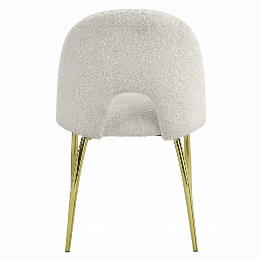 Acme Fadri Teddy Sherpa & Mirrored Gold Side Chair - Set of 2 - Image 5