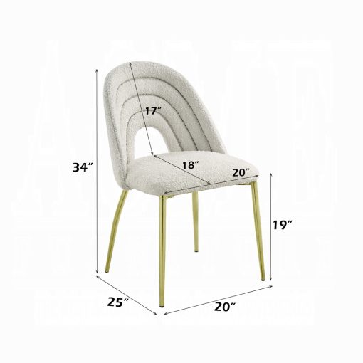Acme Fadri Teddy Sherpa & Mirrored Gold Side Chair - Set of 2 - Image 9