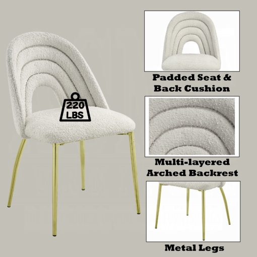 Acme Fadri Teddy Sherpa & Mirrored Gold Side Chair - Set of 2 - Image 10