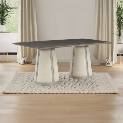Acme Kasa Sintered Stone Top & Champagne Dining Table