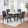 Acme Kusa Engineered Stone & Black 5PC Pack Dining Set
