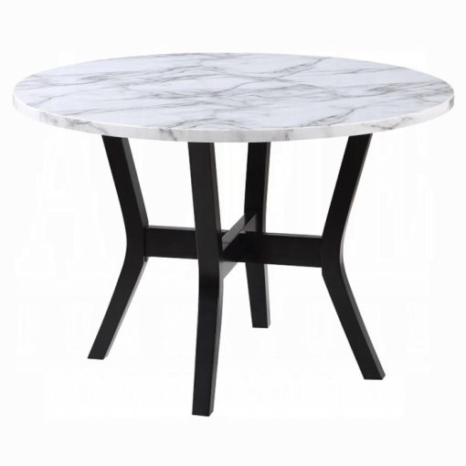 Acme Kusa Engineered Stone & Black 5PC Pack Dining Set - Image 2