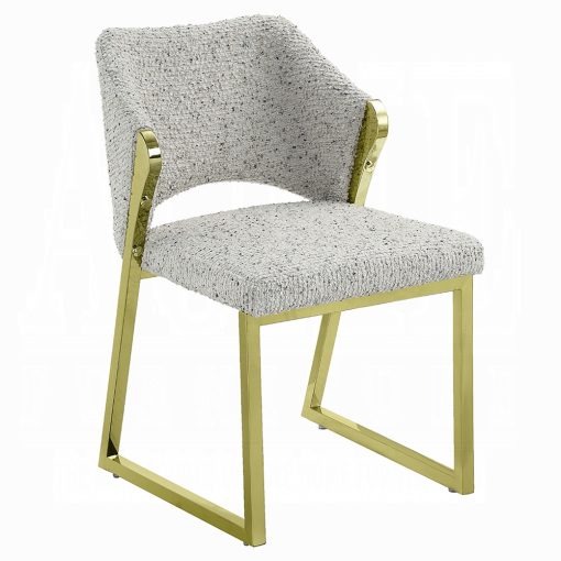 Acme Galdesa Teddy Sherpa & Mirrored Gold Side Chair - Set of 2 - Image 2