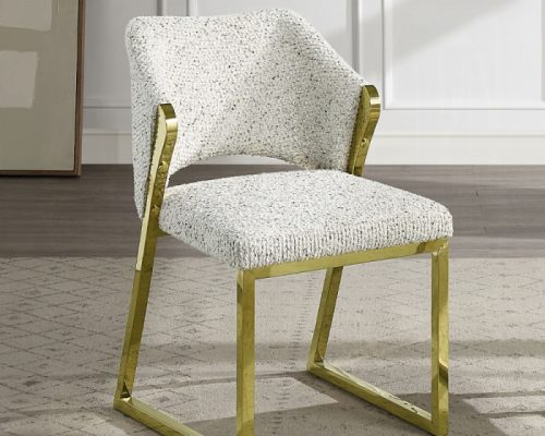 Acme Galdesa Teddy Sherpa & Mirrored Gold Side Chair - Set of 2