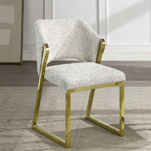 Acme Galdesa Teddy Sherpa & Mirrored Gold Side Chair - Set of 2