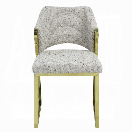 Acme Galdesa Teddy Sherpa & Mirrored Gold Side Chair - Set of 2 - Image 3