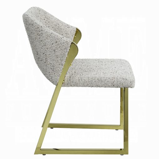 Acme Galdesa Teddy Sherpa & Mirrored Gold Side Chair - Set of 2 - Image 4