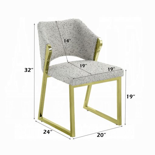 Acme Galdesa Teddy Sherpa & Mirrored Gold Side Chair - Set of 2 - Image 8