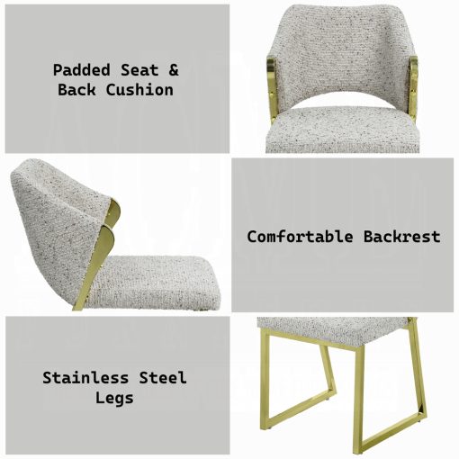 Acme Galdesa Teddy Sherpa & Mirrored Gold Side Chair - Set of 2 - Image 9