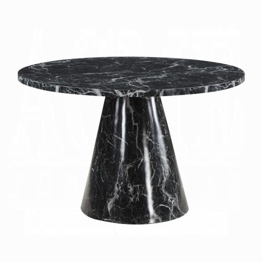 Acme Hollis Engineered Stone & Black Dining Table - Image 2