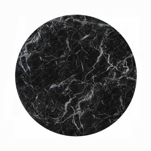 Acme Hollis Engineered Stone & Black Dining Table - Image 3