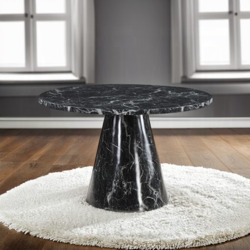Acme Hollis Engineered Stone & Black Dining Table