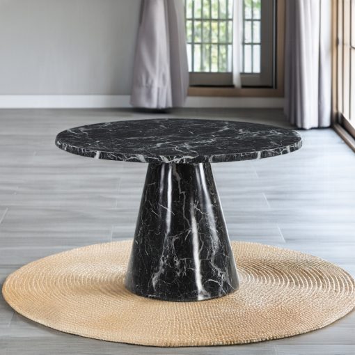 Acme Hollis Engineered Stone & Black Dining Table - Image 5