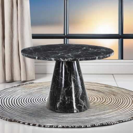 Acme Hollis Engineered Stone & Black Dining Table - Image 6