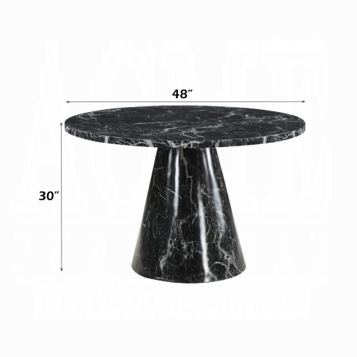 Acme Hollis Engineered Stone & Black Dining Table - Image 7
