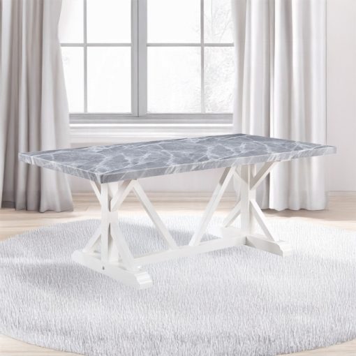 Acme Hollyn Engineered Stone & White Dining Table