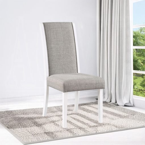 Acme Hollyn Gray Linen & White Side Chair - Set of 2