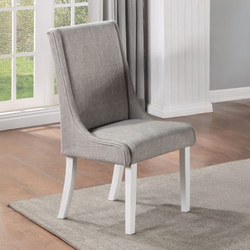 Acme Hollyn Gray Linen & White Wingback Side Chair - Set of 2