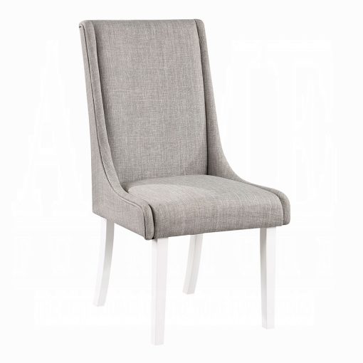 Acme Hollyn Gray Linen & White Wingback Side Chair - Set of 2 - Image 2