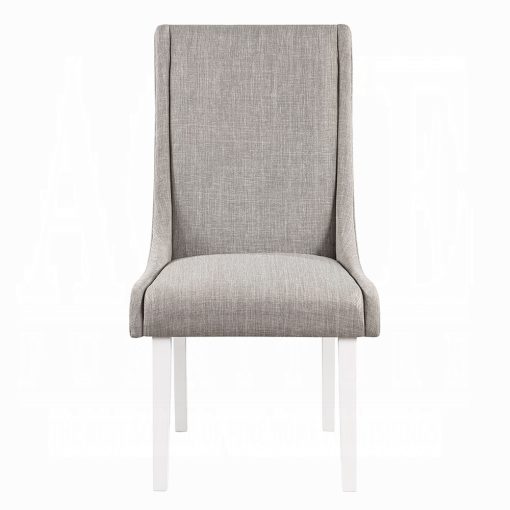 Acme Hollyn Gray Linen & White Wingback Side Chair - Set of 2 - Image 3