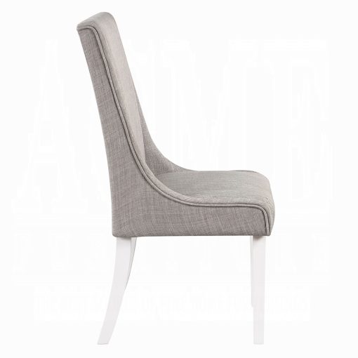 Acme Hollyn Gray Linen & White Wingback Side Chair - Set of 2 - Image 4