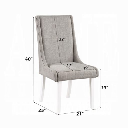 Acme Hollyn Gray Linen & White Wingback Side Chair - Set of 2 - Image 8
