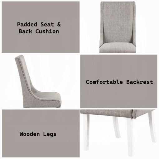 Acme Hollyn Gray Linen & White Wingback Side Chair - Set of 2 - Image 9