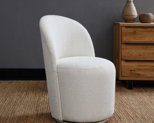 Acme Hollis Beige Boucle Side Chair with Swivel - Set of 2