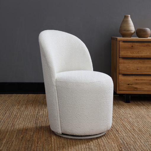 Acme Hollis Beige Boucle Side Chair with Swivel - Set of 2