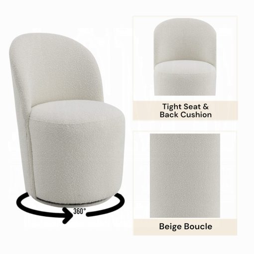 Acme Hollis Beige Boucle Side Chair with Swivel - Set of 2 - Image 7