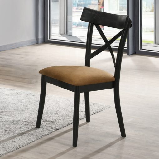 Acme Hillary Brown Leathaire & Black Side Chair - Set of 2