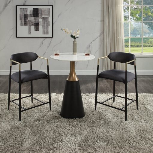 Acme Jaramillo Natural Marble Top & Black Counter Height Table - Image 5