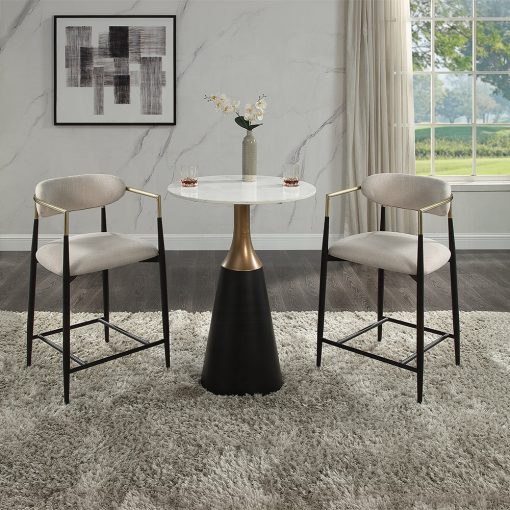 Acme Jaramillo Natural Marble Top & Black Counter Height Table - Image 6