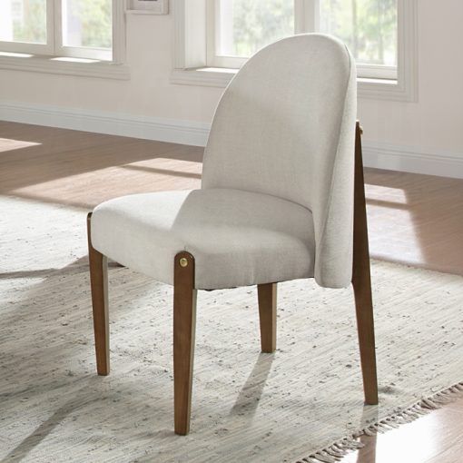 Acme Gamarya Beige Chenille & Dark Oak Side Chair - Set of 2