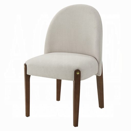 Acme Gamarya Beige Chenille & Dark Oak Side Chair - Set of 2 - Image 2