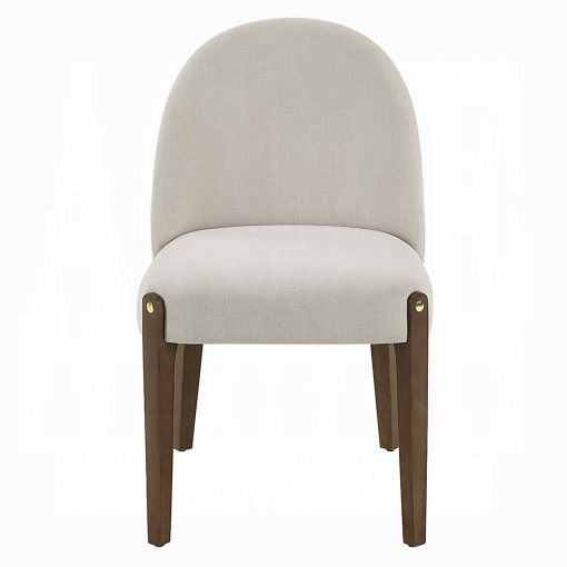Acme Gamarya Beige Chenille & Dark Oak Side Chair - Set of 2 - Image 3