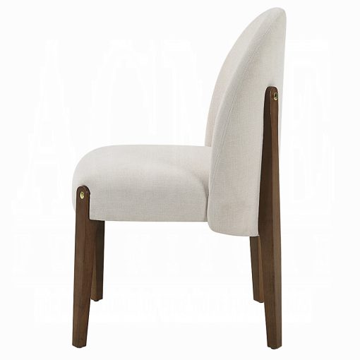 Acme Gamarya Beige Chenille & Dark Oak Side Chair - Set of 2 - Image 4