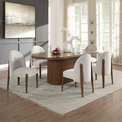 Acme Gamarya Beige Chenille & Dark Oak Side Chair - Set of 2 - Image 7