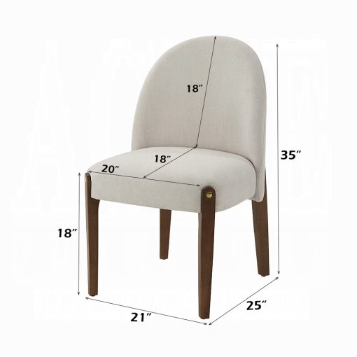 Acme Gamarya Beige Chenille & Dark Oak Side Chair - Set of 2 - Image 8