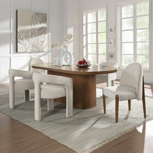 Acme Gamarya Beige Chenille & Dark Oak Side Chair - Set of 2 - Image 10