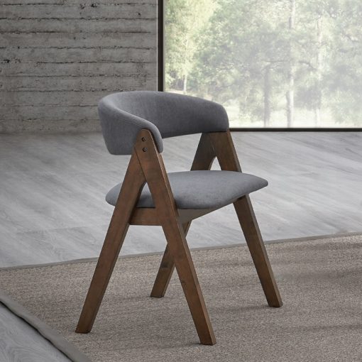 Acme Keiki Gray Fabric & Walnut Side Chair - Set of 2