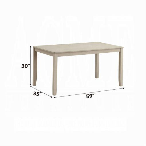 Acme Ferris Antique Bone White Rectangular Dining Table - Image 5