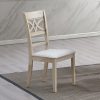 Acme Ferris Beige Linen & Antique Bone White Side Chair - Set of 2