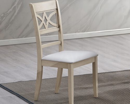 Acme Ferris Beige Linen & Antique Bone White Side Chair - Set of 2