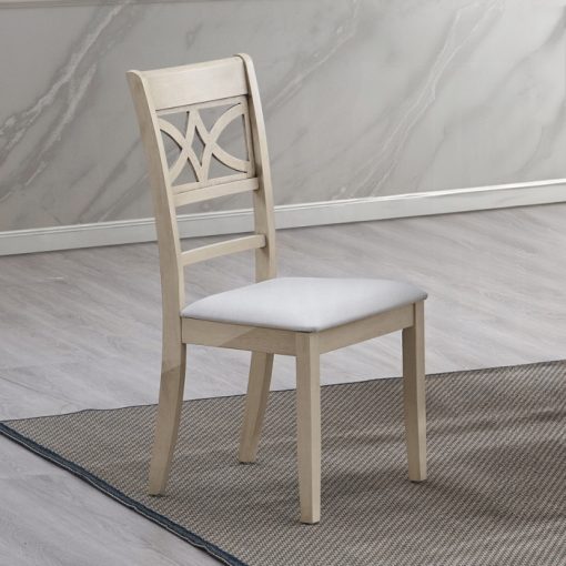 Acme Ferris Beige Linen & Antique Bone White Side Chair - Set of 2