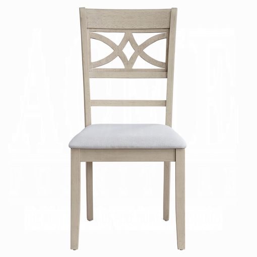 Acme Ferris Beige Linen & Antique Bone White Side Chair - Set of 2 - Image 3