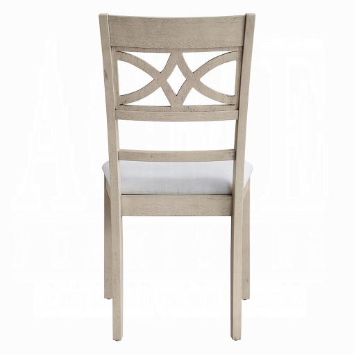Acme Ferris Beige Linen & Antique Bone White Side Chair - Set of 2 - Image 4