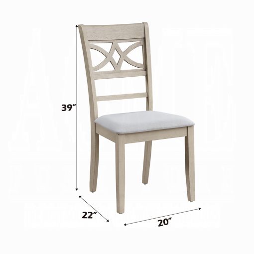 Acme Ferris Beige Linen & Antique Bone White Side Chair - Set of 2 - Image 6